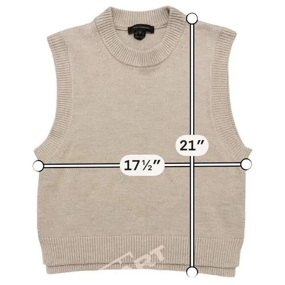 French Connection Millia Vhari Sleeveless Sweater Vest Small Beige Quiet Luxury - Picture 7 of 7